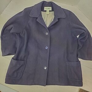 LL Bean Womens Petite Large‎ Navy Blue Wool Cashmere Blend Coat Style 28